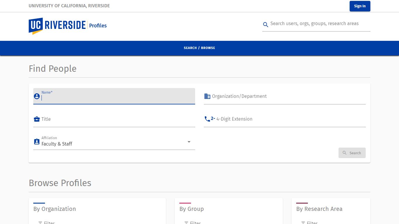 UCR Profiles - Search & Browse